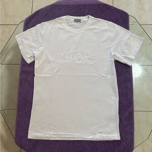 DIOR Christian Dior Couture Relaxed Fit White Embroidered T-Shirt